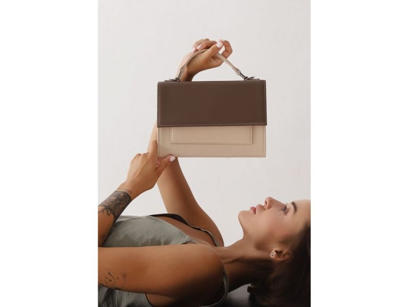 Женская кожаная сумка Grace темно-бежевый/бежевый, фото 1