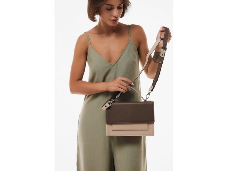 Женская кожаная сумка Grace темно-бежевый/бежевый, фото 3