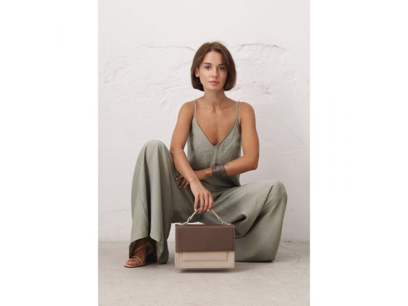 Женская кожаная сумка Grace темно-бежевый/бежевый, фото 7