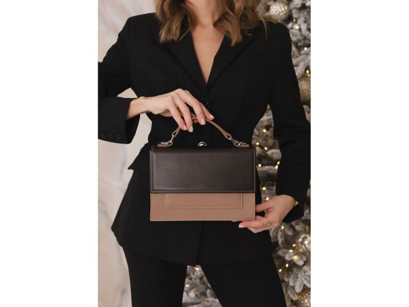 Женская кожаная сумка Grace темно-коричневый/карамель, фото 1