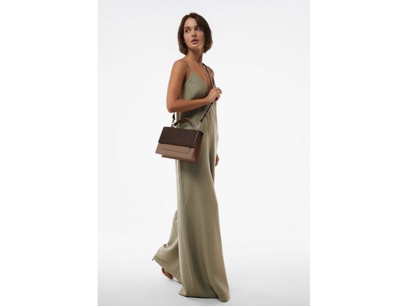 Женская кожаная сумка Grace темно-коричневый/карамель, фото 3