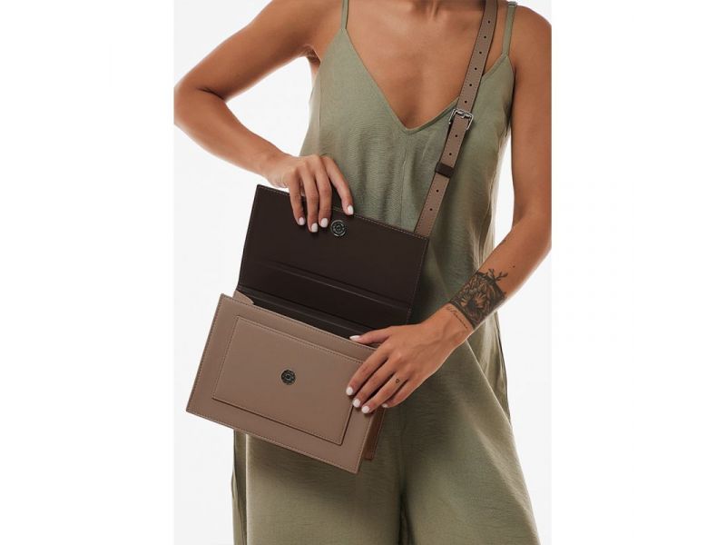 Женская кожаная сумка Grace темно-коричневый/карамель, фото 4