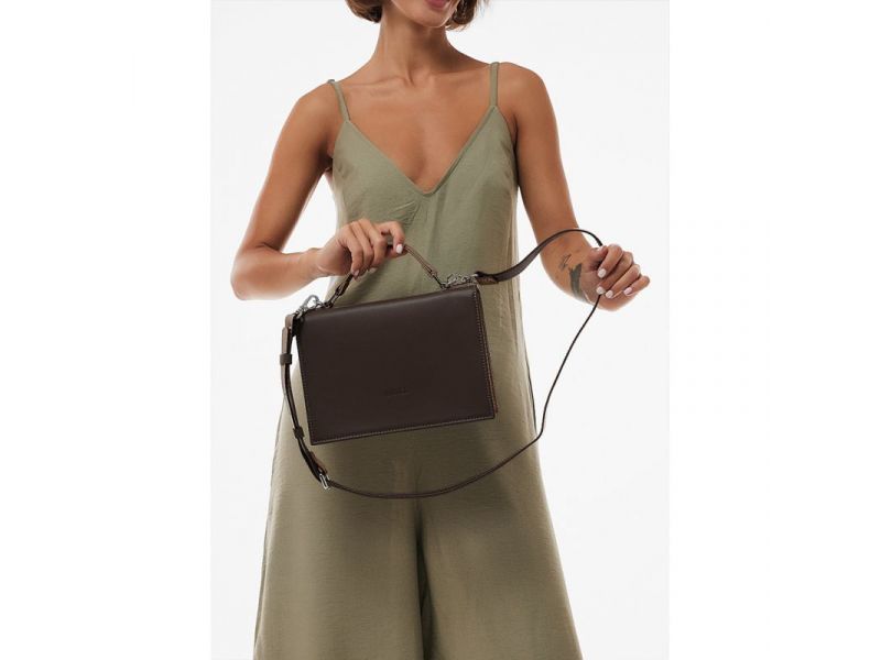 Женская кожаная сумка Grace темно-коричневый/карамель, фото 5