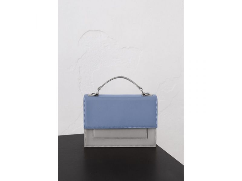 Женская кожаная сумка Grace голубой/серый, фото 1