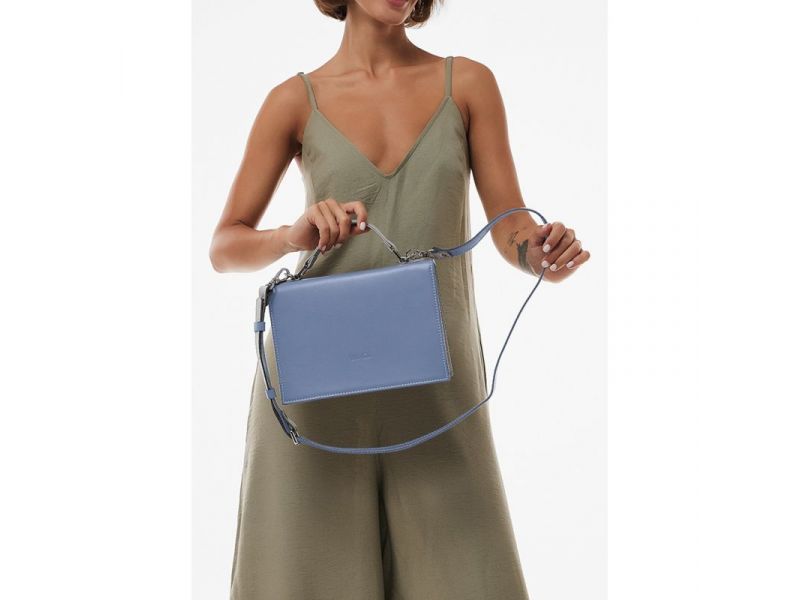 Женская кожаная сумка Grace голубой/серый, фото 4