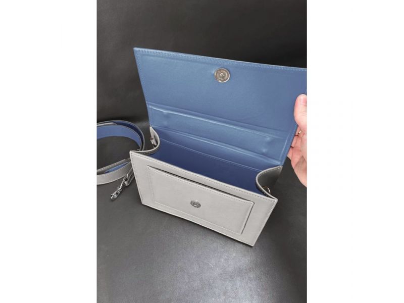 Женская кожаная сумка Grace голубой/серый, фото 6