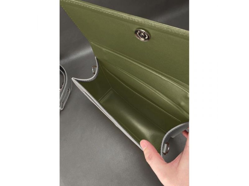 Женская кожаная сумка Grace оливковый/серый, фото 5