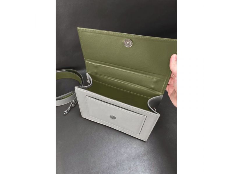 Женская кожаная сумка Grace оливковый/серый, фото 6