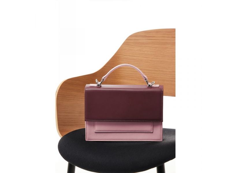 Женская кожаная сумка Grace бордовий/рожевий, фото 1