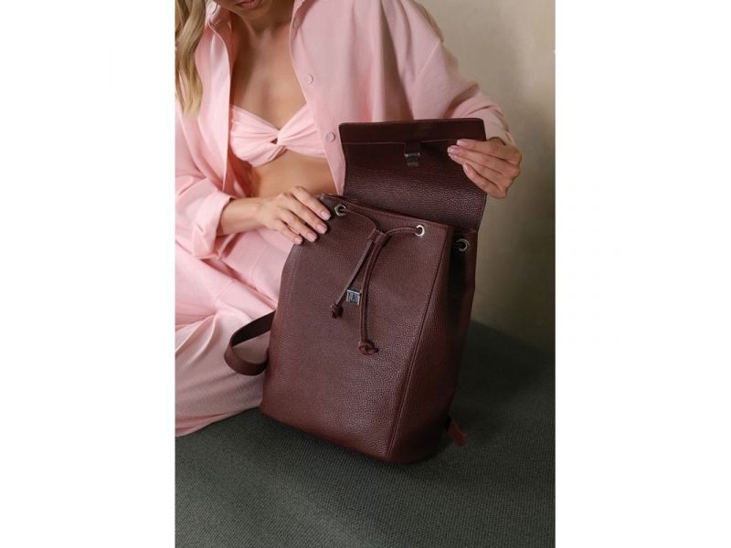 Женский кожаный рюкзак Kim бордовый флотар, фото 4