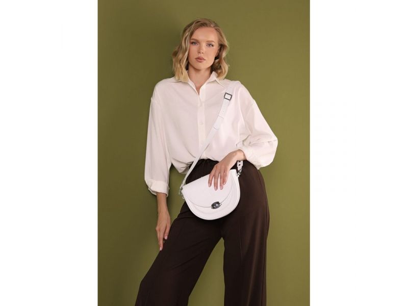 Женская кожаная сумка Kira белая, фото 1