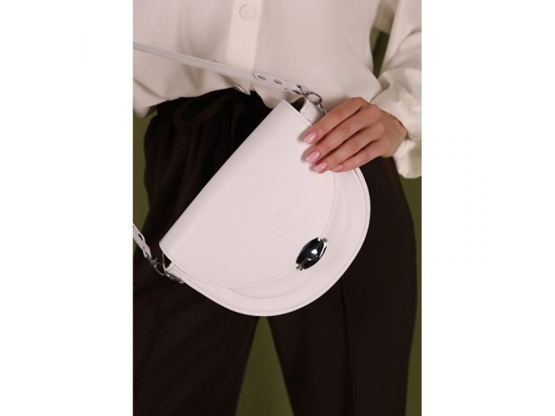 Женская кожаная сумка Kira белая, фото 3