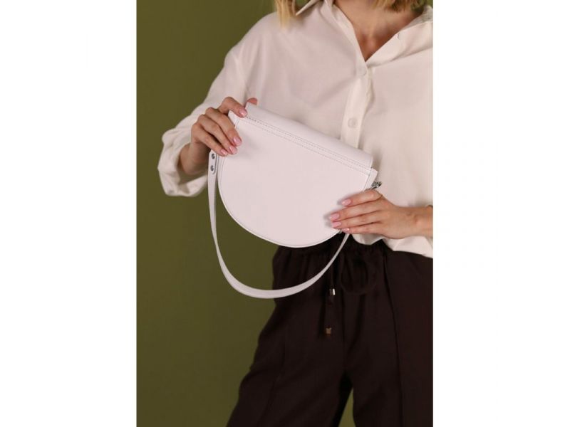 Женская кожаная сумка Kira белая, фото 4