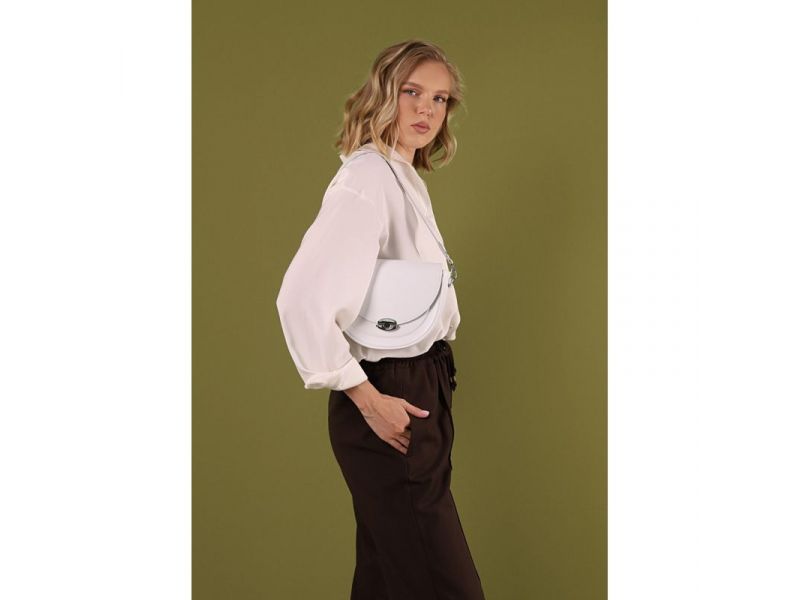 Женская кожаная сумка Kira белая, фото 6