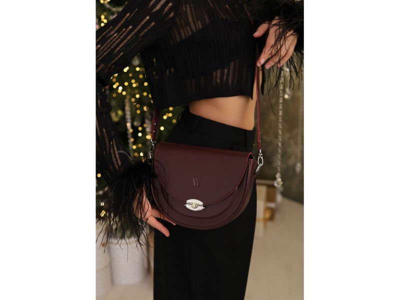 Женская кожаная сумка Kira Бордовая, фото 2