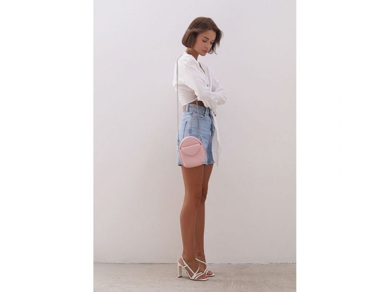 Кожаная женская мини-сумка Kroha розовый краст, фото 4