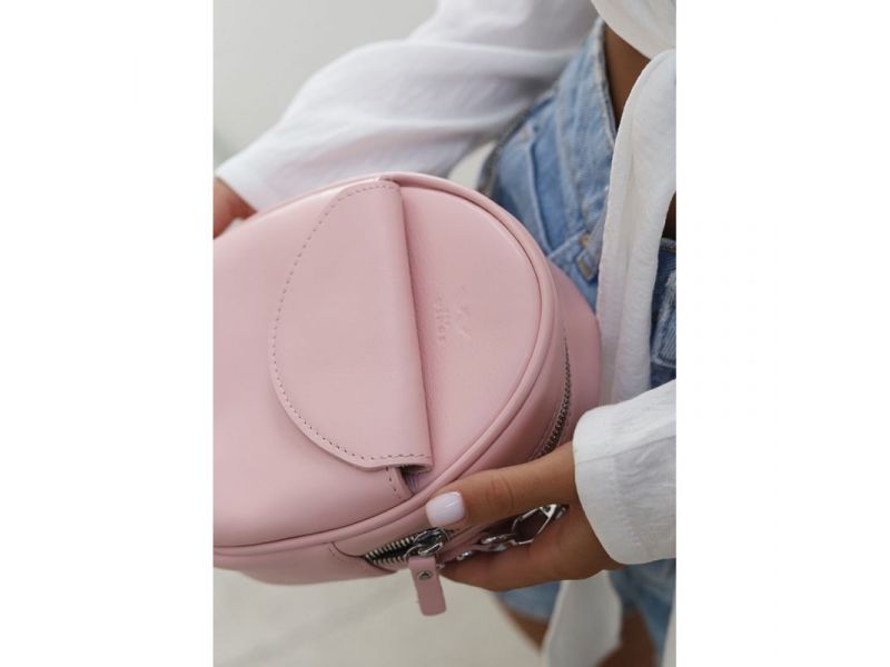 Кожаная женская мини-сумка Kroha розовый краст, фото 5