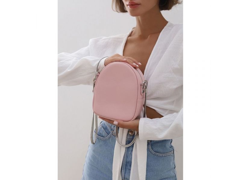 Кожаная женская мини-сумка Kroha розовый краст, фото 6