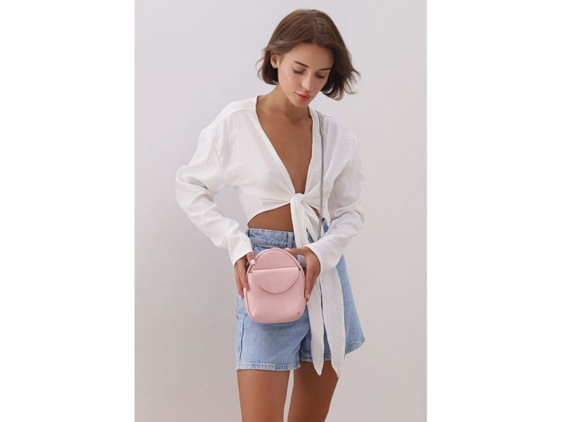 Кожаная женская мини-сумка Kroha розовый краст, фото 8