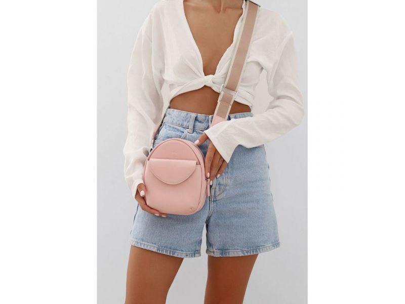 Кожаная женская мини-сумка Kroha розовый краст, фото 9