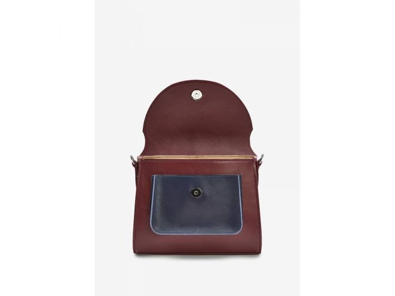 Женская кожаная сумка Liv бордово-синяя краст, фото 3