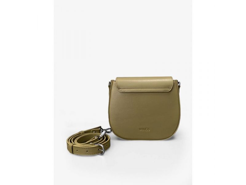 Женская кожаная сумка Naomi оливковая, фото 4