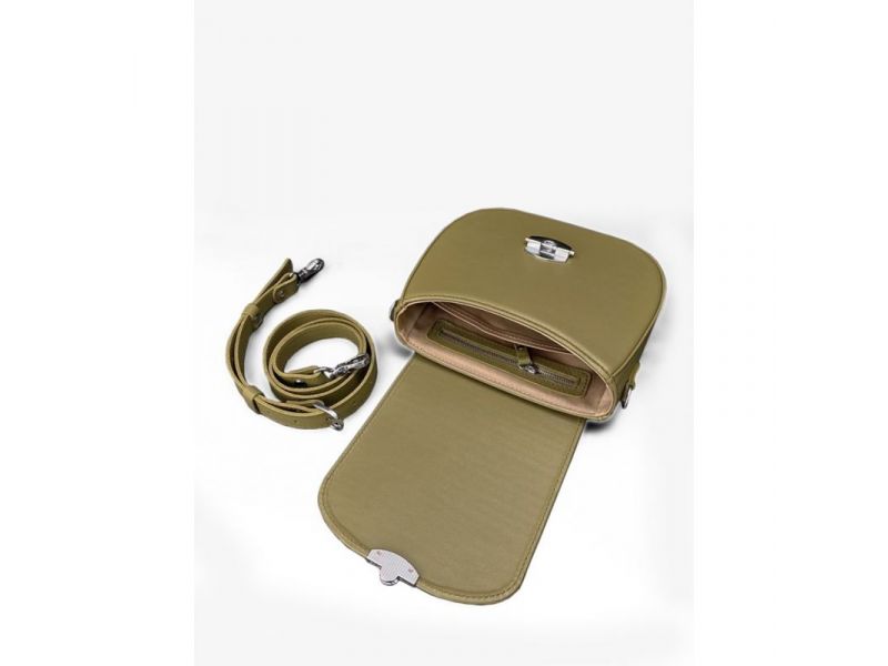 Женская кожаная сумка Naomi оливковая, фото 5