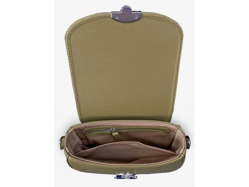 Женская кожаная сумка Naomi оливковая, фото 6