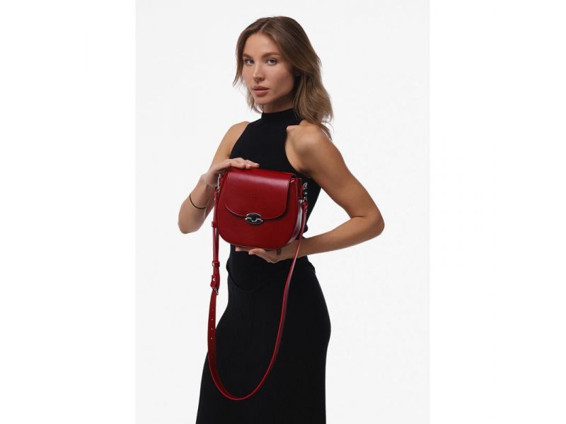 Женская кожаная сумка Naomi красная, фото 1