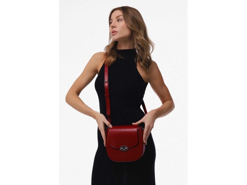 Женская кожаная сумка Naomi красная, фото 2