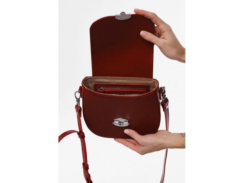 Женская кожаная сумка Naomi красная, фото 5