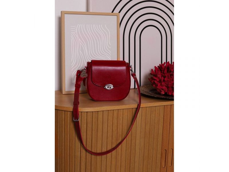 Женская кожаная сумка Naomi красная, фото 6