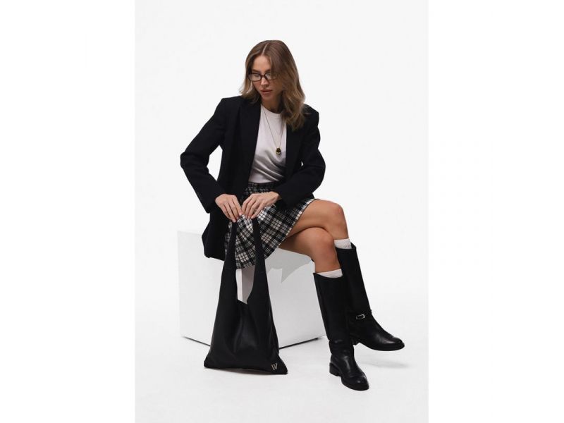 Кожаная сумка шопер Nika черный андора, фото 2