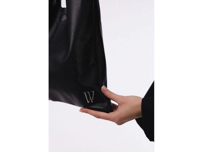 Кожаная сумка шопер Nika черный андора, фото 7