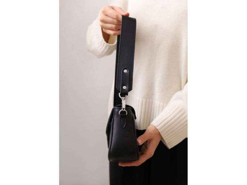 Женская кожаная сумка Nona черная краст, фото 6