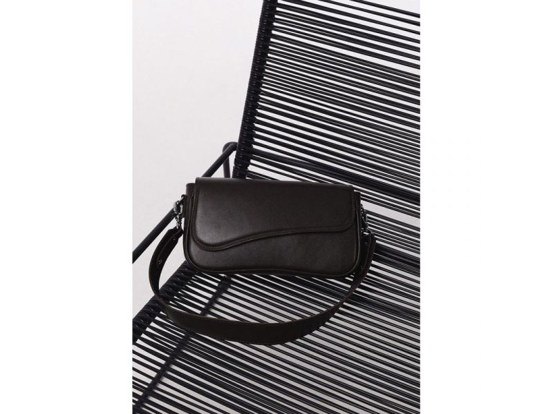 Женская кожаная сумка Nona темно-коричневая краст, фото 2