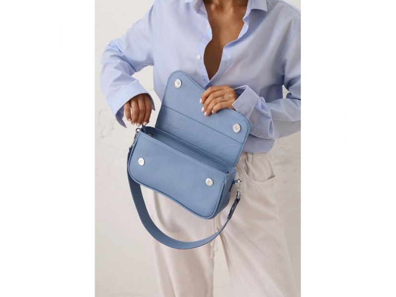 Женская кожаная сумка Nona голубой краст, фото 3