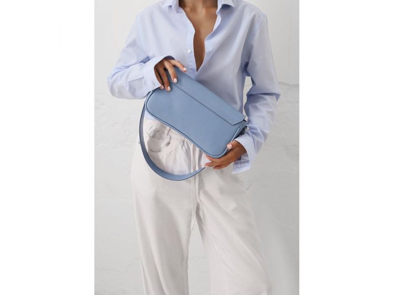 Женская кожаная сумка Nona голубой краст, фото 4