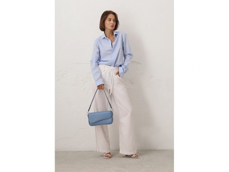 Женская кожаная сумка Nona голубой краст, фото 6