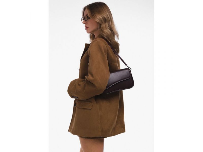 Женская кожаная сумка Nona бордовая краст, фото 3