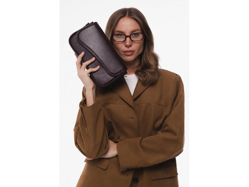 Женская кожаная сумка Nona бордовая краст, фото 6