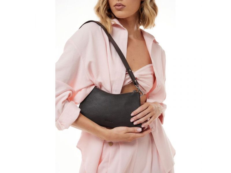 Женская кожаная сумка Sally темно-коричневая, фото 2