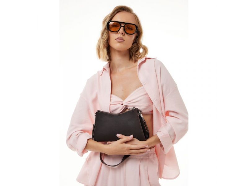 Женская кожаная сумка Sally темно-коричневая, фото 6