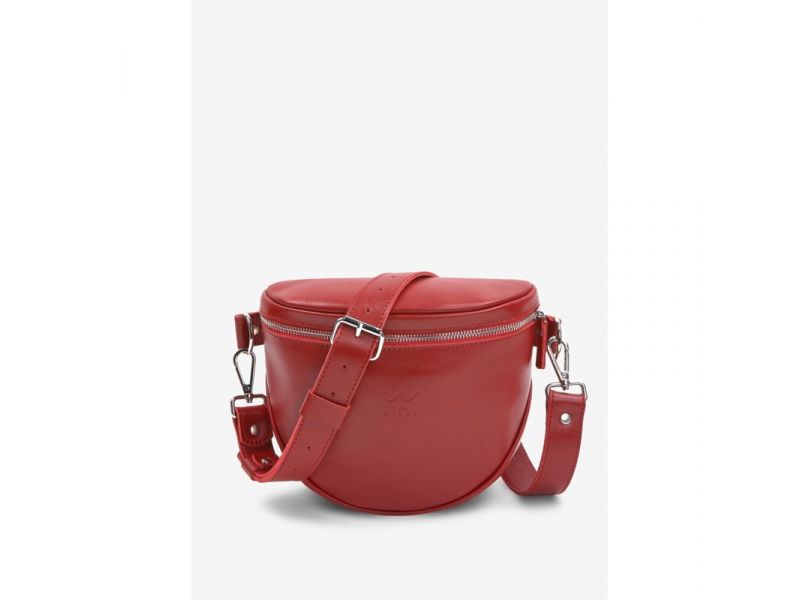 Кожаная сумка поясная-кроссбоди Vacation красная краст, фото 1