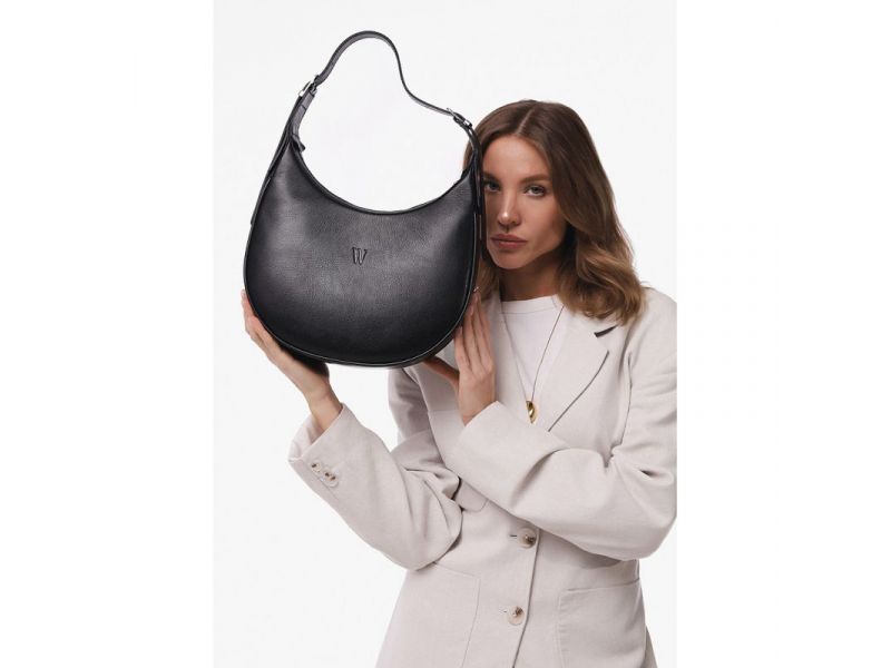 Женская кожаная сумка Vivian черная, фото 5