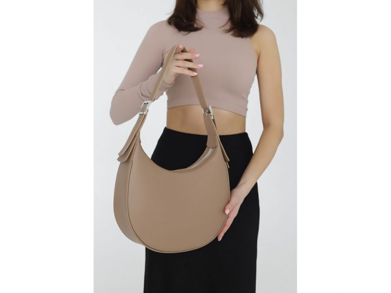 Женская кожаная сумка Vivian темно-бежевая флотар, фото 2