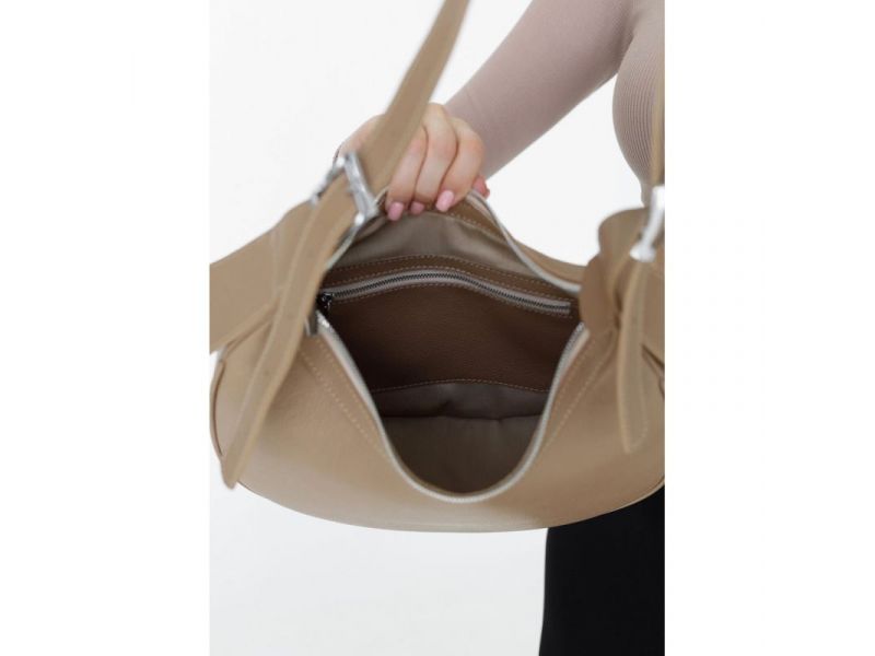 Женская кожаная сумка Vivian темно-бежевая флотар, фото 4