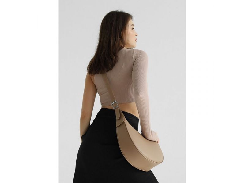 Женская кожаная сумка Vivian темно-бежевая флотар, фото 5