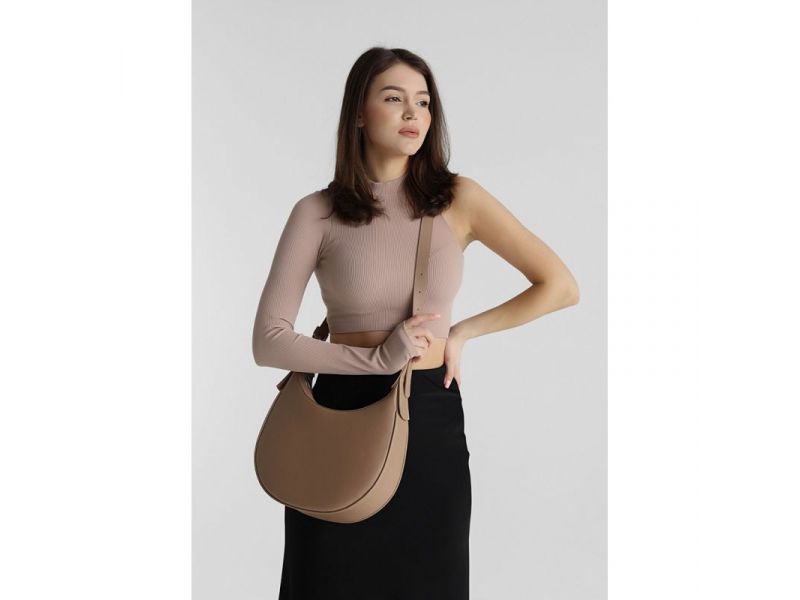 Женская кожаная сумка Vivian темно-бежевая флотар, фото 7