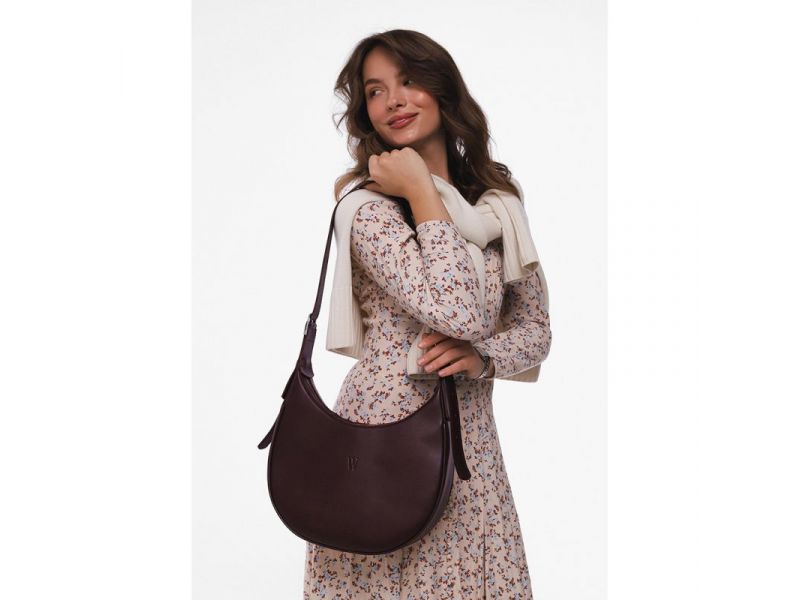 Женская кожаная сумка Vivian бордовый, фото 3